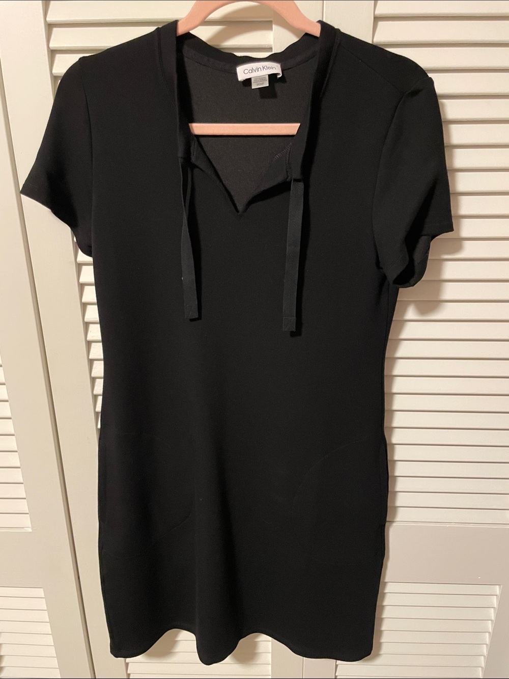 Calvin Klein Black Short Sleeve Hoodie Mini Dress